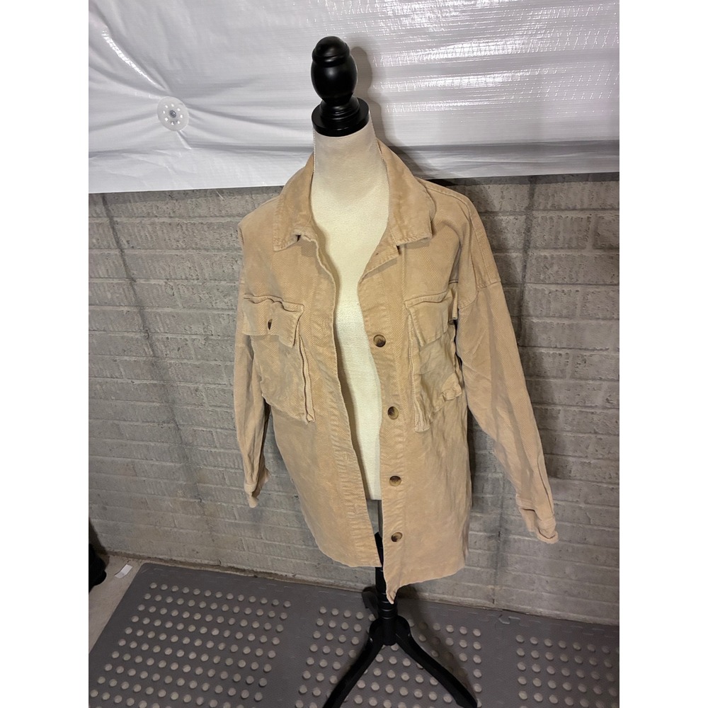 Forever 21 Tan Corduroy Shacket Oversized Button Down Jacket Women Large